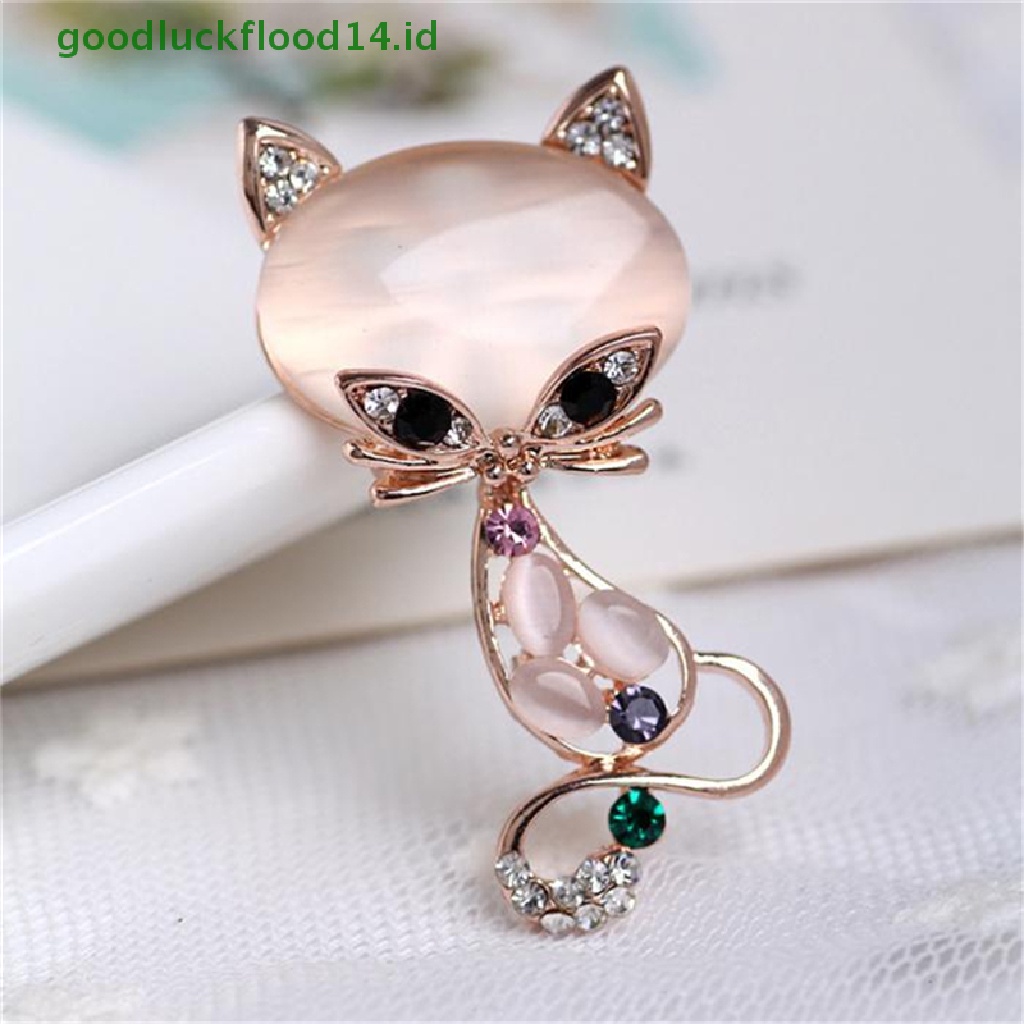 [GOOGFOUR] Hot Opal Batu Fox Bros Wanita Fashion Hewan Lucu Pin Bros Perhiasan [TOP]