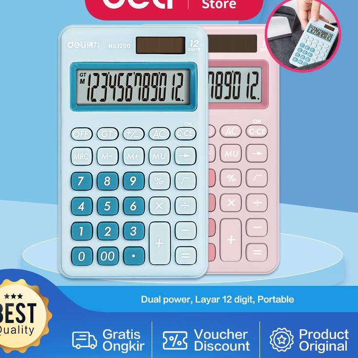 

D0S♗ Deli Desktop Calculator / Kalkulator Meja Mini Portable Dual Power Lucu 1200 TREN MASA KINI