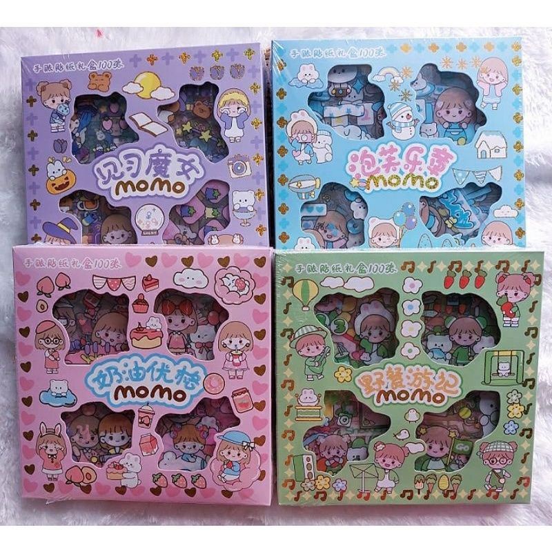 

Sticker Waterproof Sticker Momo Dapat Box Isi 100 Lembar Motif Momo Kartun Korea Lucu Anti Air