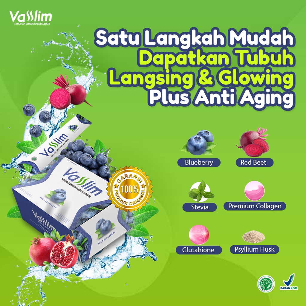 Vasslim Fiber Drink Pelangsing Badan Penurun Berat Badan Diet Ampuh Ori Bpom Tanpa Olahraga Tanpa Ef