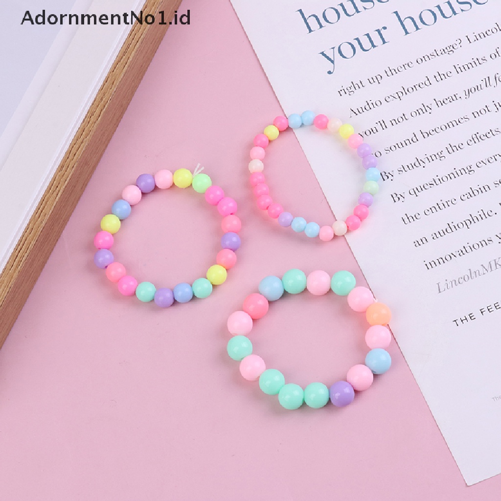 [AdornmentNo1] 10pcs Anak Perempuan Pesona Gelang Anak Lucu Warna-Warni Mutiara Manik Gelang Elastis Mainan Perhiasan Gelang Tangan Dekorasi Pesta Hadiah [ID]