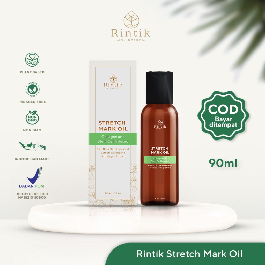 [ FREE GIFT ] Rintik Skincare Stretch Mark Oil - Pudarkan Stretchmark Selulit Bekas Luka mengandung Collagen &amp; Stem Cell Infused Original BPOM