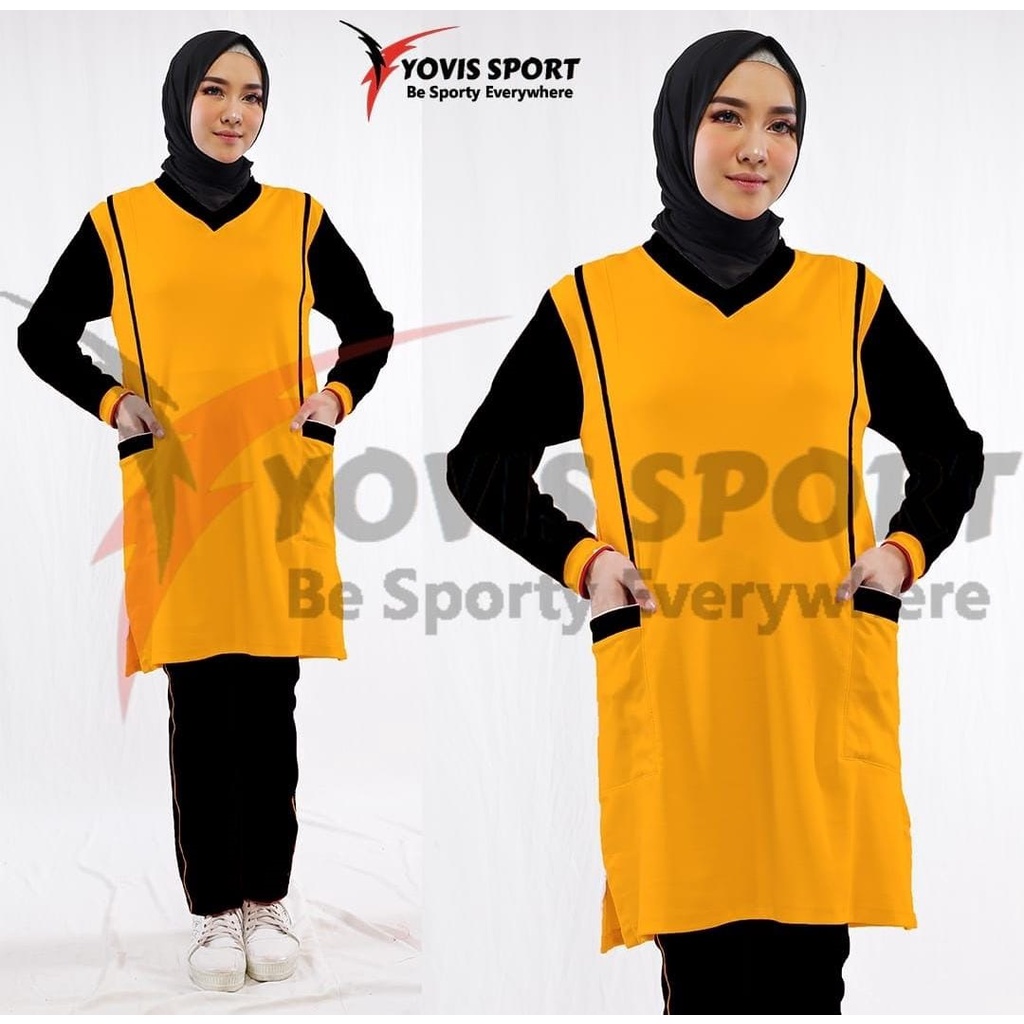 Setelan senam tunik wanita Yovis Sport / pakaian olahraga / Hijab