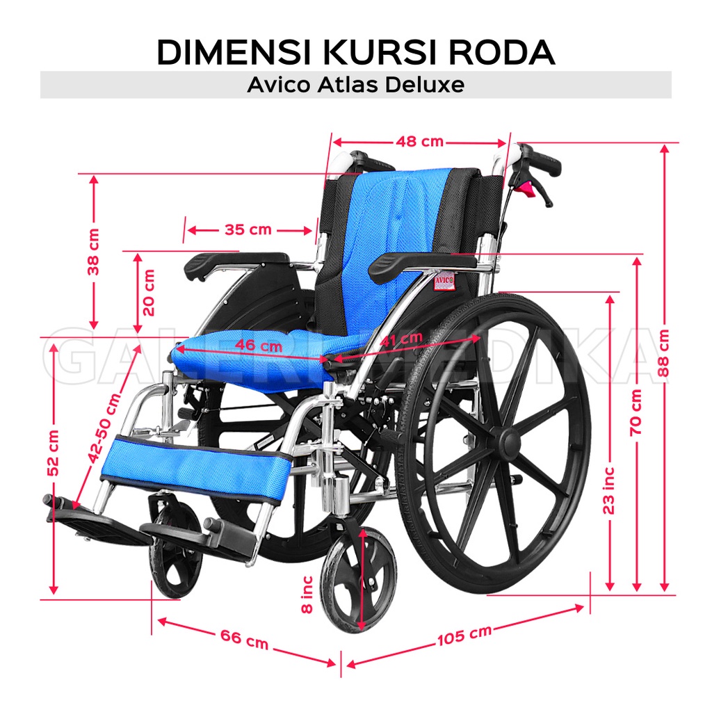 Kursi Roda Avico Atlas Deluxe Velg Racing - Kursi Roda Alumunium