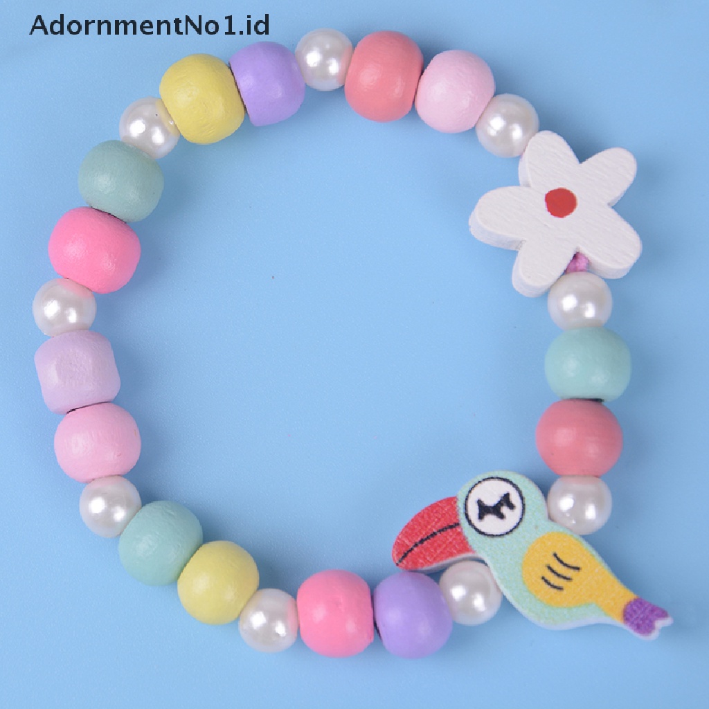 [AdornmentNo1] 3 Pcs Kartun Burung Manik-Manik Bunga Gadis set Perhiasan Anak Anak Gelang [ID]