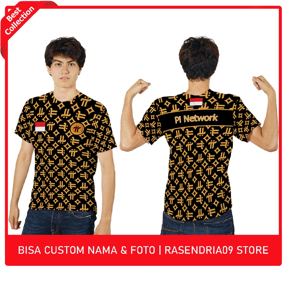 Baju Kaos Pria Lengan Pendek Pi Network Seamless Indonesia | Fullprint Sublime Terbaru