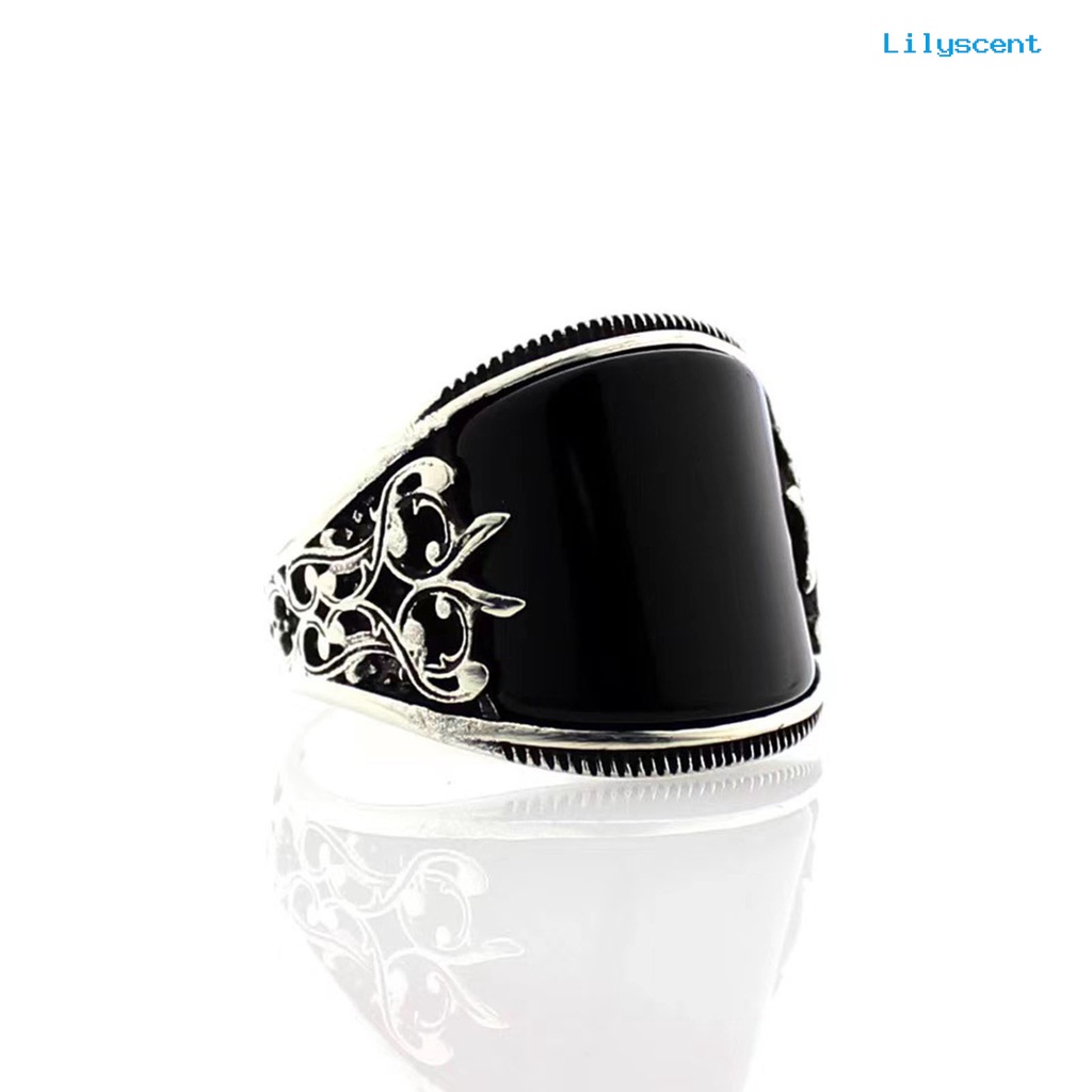 [LS] Finger Ring Baking Varnish Relief Unisex Penggunaan Bunga Hitam Broadside Jewelry Ring Untuk Dekorasi