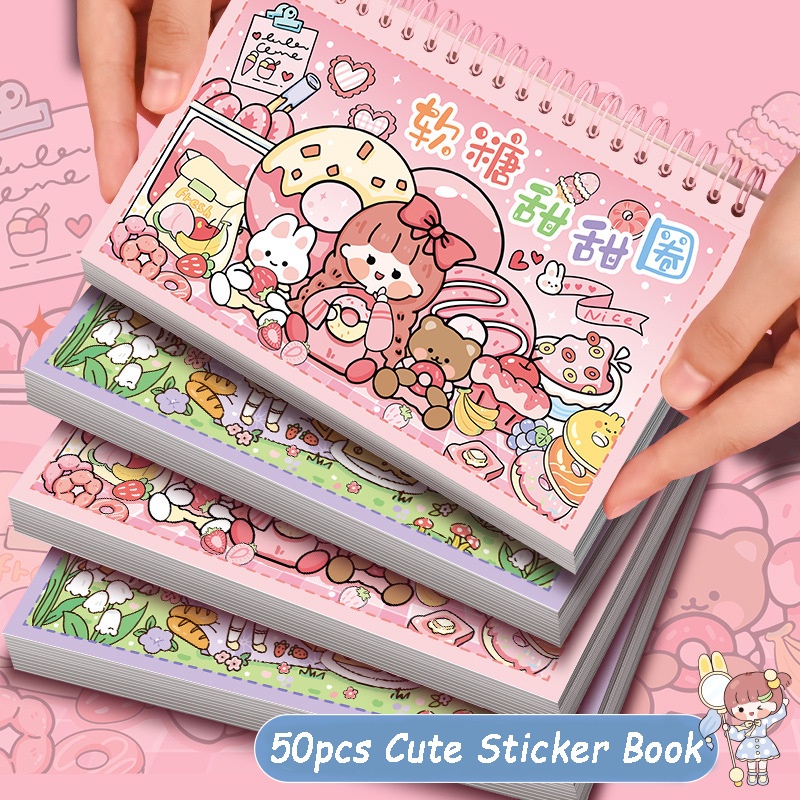 50 /100/300Pcs Lucu Stiker Buku Bahan PET DIY Tangan Akun Stiker Coil Book Kartun Hewan Stiker Untuk Botol Air Notebook Dekorasi Hadiah Alat Tulis