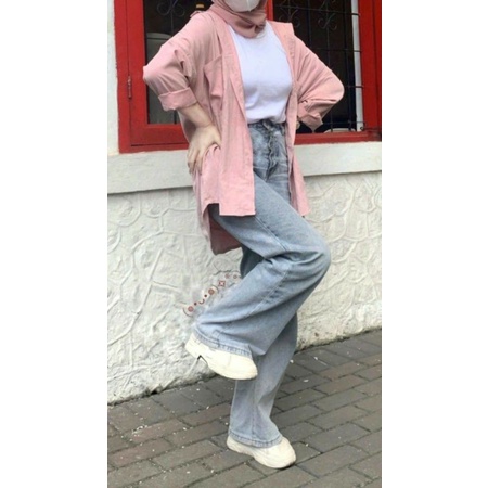 Jeans Highwaist Biru Kulot