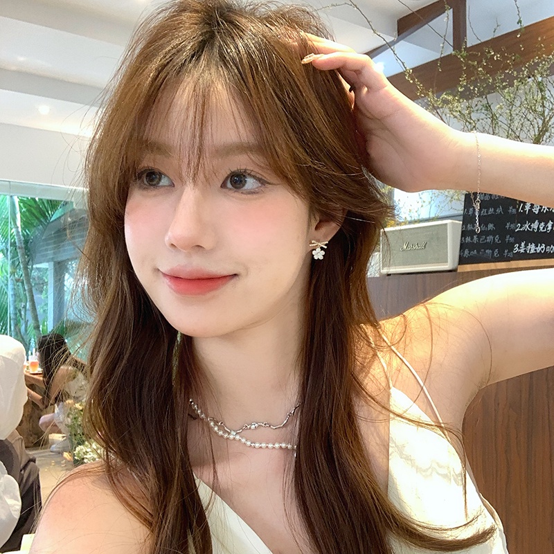 Anting Fashion Korea Jarum Perak Mangkuk Mutiara Mangkuk Anting Bunga Anting Kepribadian Kecil