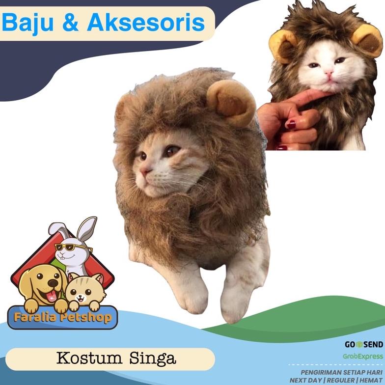 Kostum Kucing Anjing Model Wig Rambut Singa Topi Cat Lion Hair Pakaian Baju Kucing