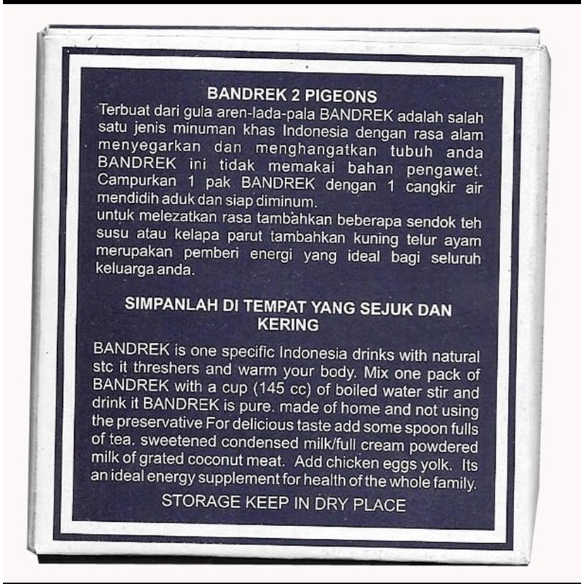

Nafariz724 Bandrek Pigeons Cianjur 250Gr