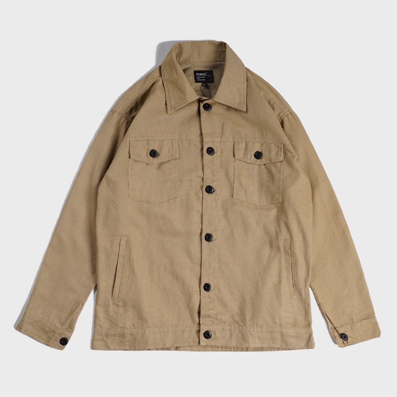 [N01103] Jaket Kanvas Motif Distro Twill Tebal