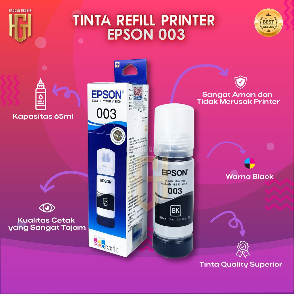 1 SET 4 PCS Tinta Epson 003 Tinta Printer L1110 L3110 L3150 L5190 L3100 L3101