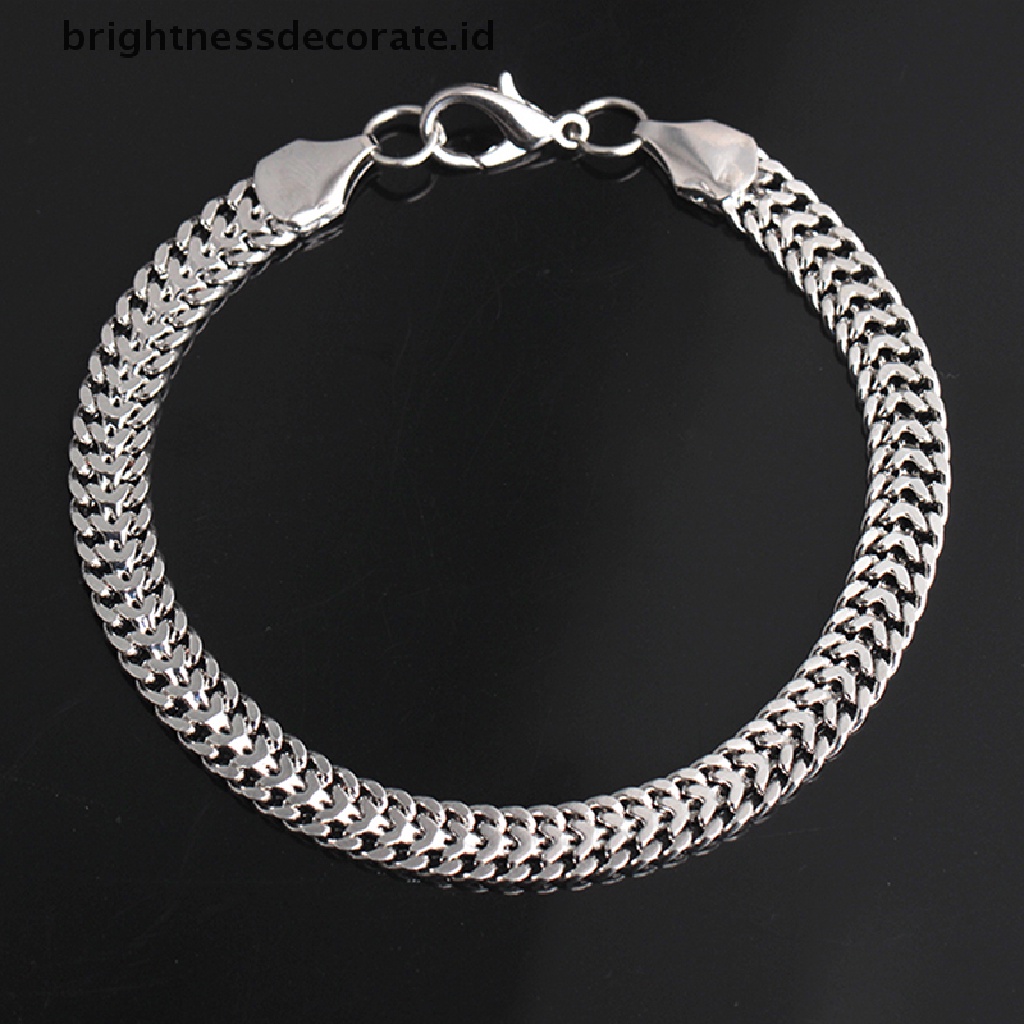 [Birth] Pria Gelang Rantai Stainless Steel Kuba Curb Link Hip Hop Perhiasan [ID]