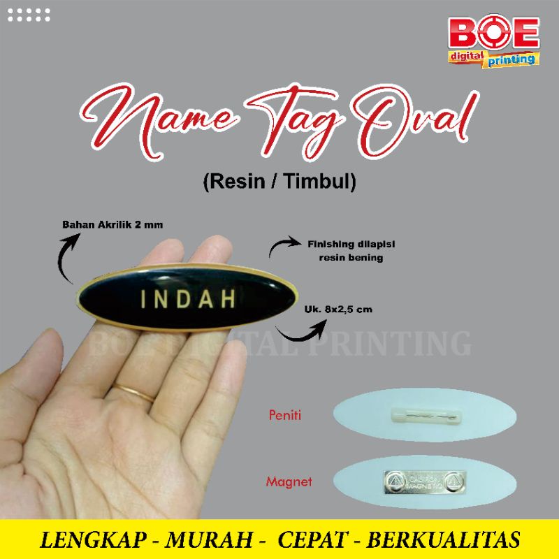 

NAME TAG DADA /PAPAN NAMA DADA OVAL