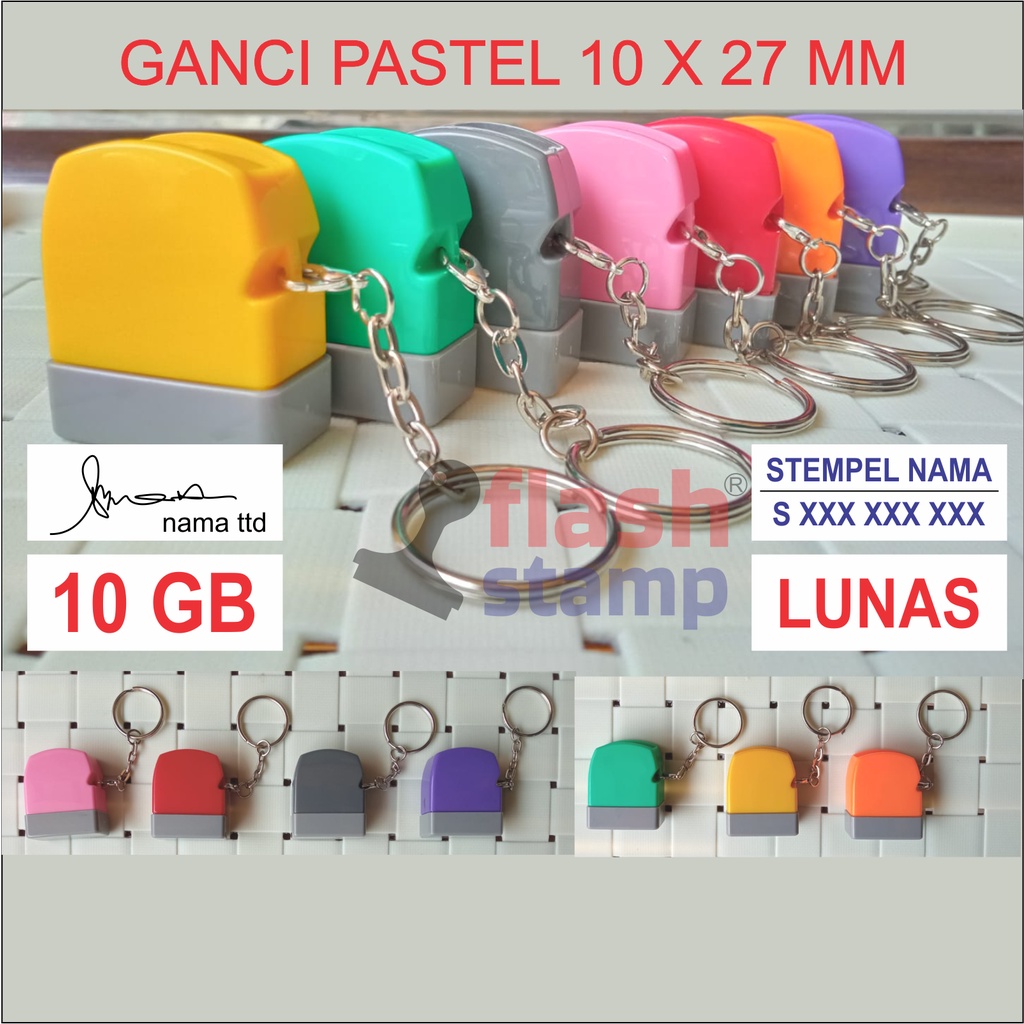 

Stempel Nama Mini 10 x 27 mm Warna Pastel Gantungan Kunci Nama Dokter Bidan Perawat Guru Free Desain
