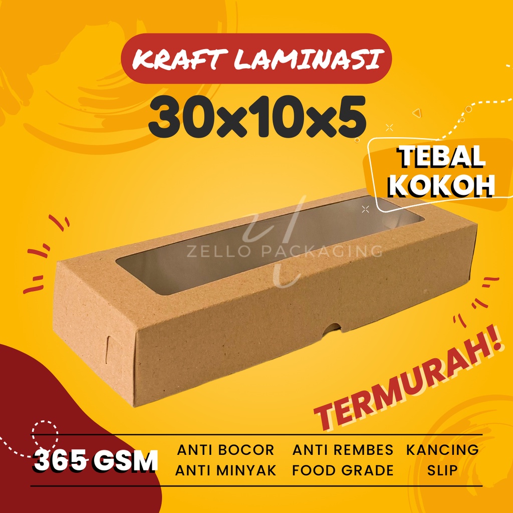 

Box Kraft Coklat Kotak Brownies Spikoe Dus Snack Donat Kue Bolen 30x10x5