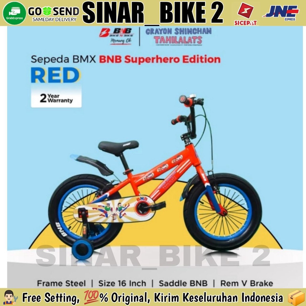 Sepeda Bmx Anak Laki Laki  BNB SUPERHERO EDITION Ukuran 16 Inch