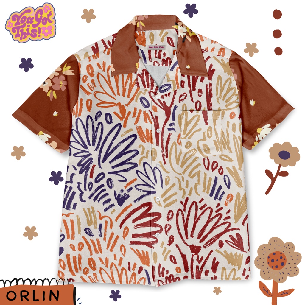 YGT OFFICIAL - Baju Hem Kemeja Fullprint Oversize Summer Outfit Pattern Abstract Orlin Pria Wanita