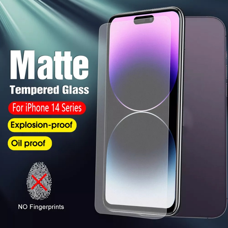 IPHONE Full Coverage Matte Tempered Glass Film Pelindung 9H Hardness Anti-Sidik Jari Anti Gores Tempered Glass Pelindung Layar Kompatibel Untuk Iphone14 14 Plus 14 Pro 14 Pro Max