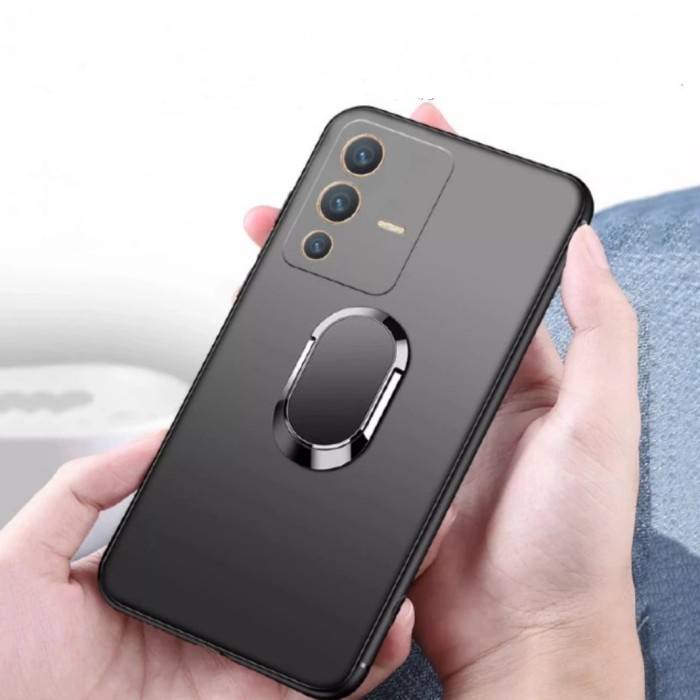 Casing VIVO V23 5G Soft Case Ring Holder Magnetik Macaron Penyangga