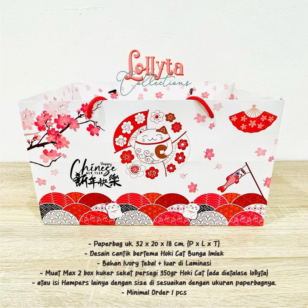 

Paperbag uk. 32 x 20 x 18 cm Imlek CNY Tema Hoki Cat