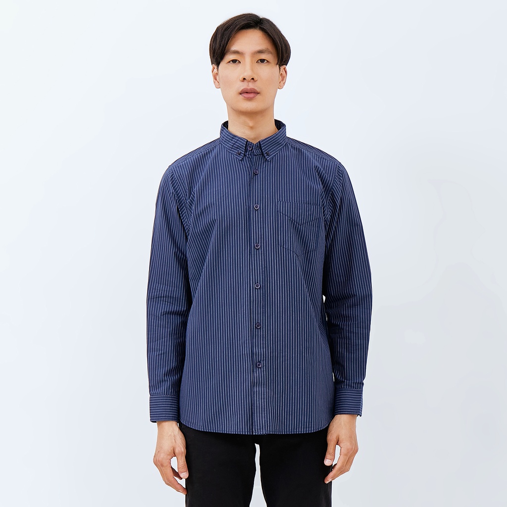 M231 Kemeja Pria Stripe Panjang Navy 2635