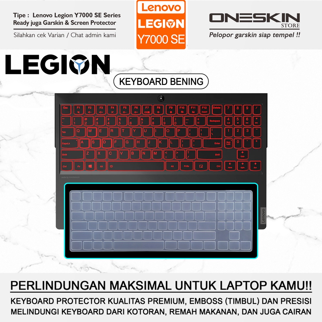 Garskin Sticker Laptop Pelindung Screen Keyboard Protector Lenovo Legion Y7000 SE Y740-15 15IRHg Y740S-15 15IMH Gambar Full Body Silikon Bening Glossy