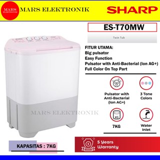 Jual MESIN CUCI SHARP ES-T70MW - 7 KG - TWIN TUB - MESIN CUCI SHARP 2 ...