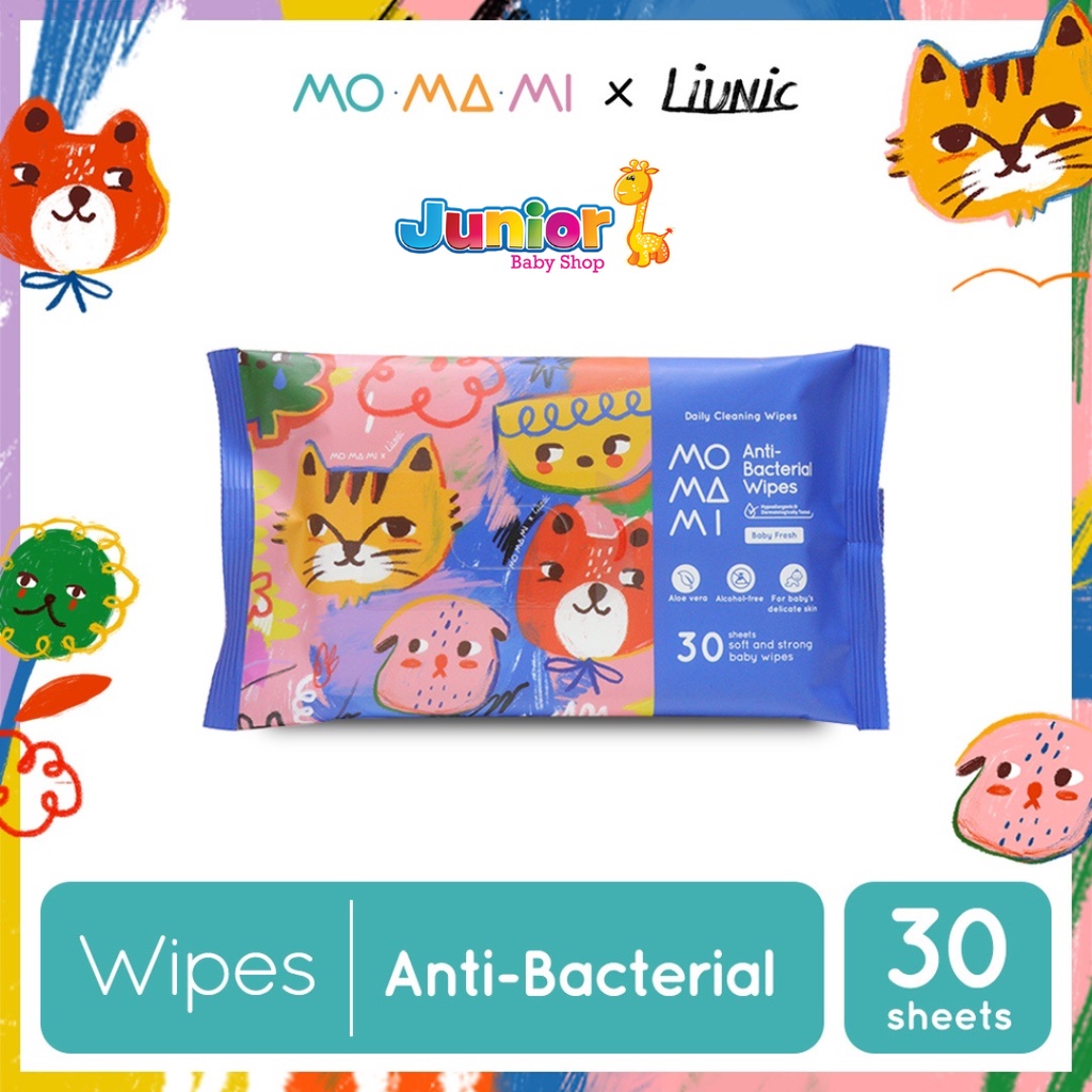 Momami x Liunic Anti Bacterial Wipes Pink and Blue