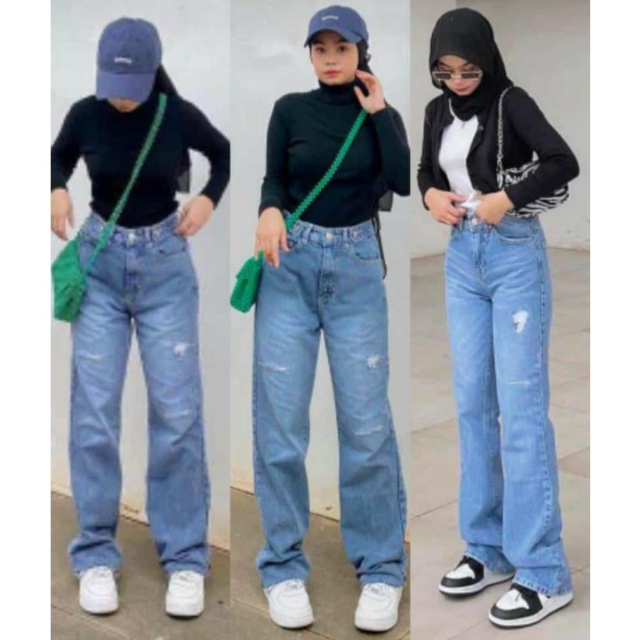 #7193 VIRAL KULOT JEANS WANITA UPGRADE SOBEK LAPIS 27 - 32