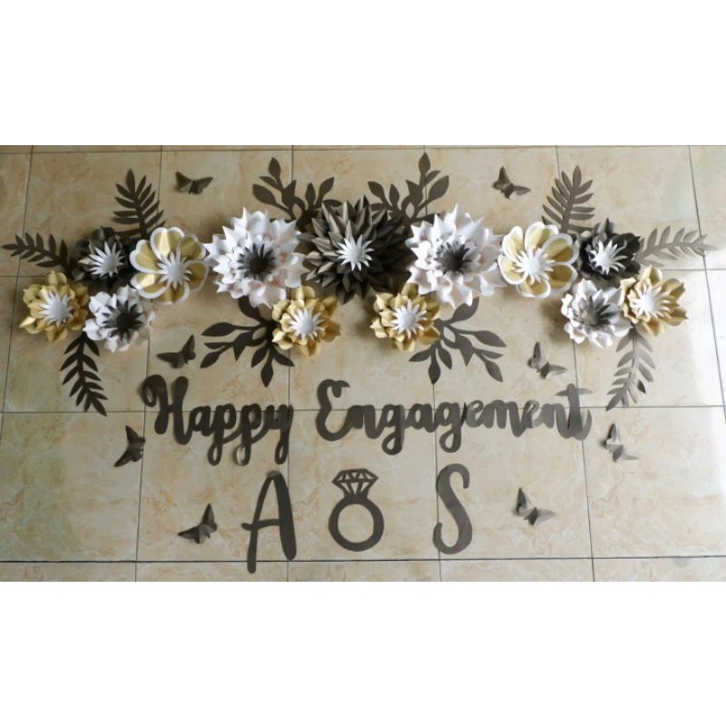 ready paperflower backdrop lamaran tunangan bunga kertas dekorasi aqiqah tedak siten khitan wedding 