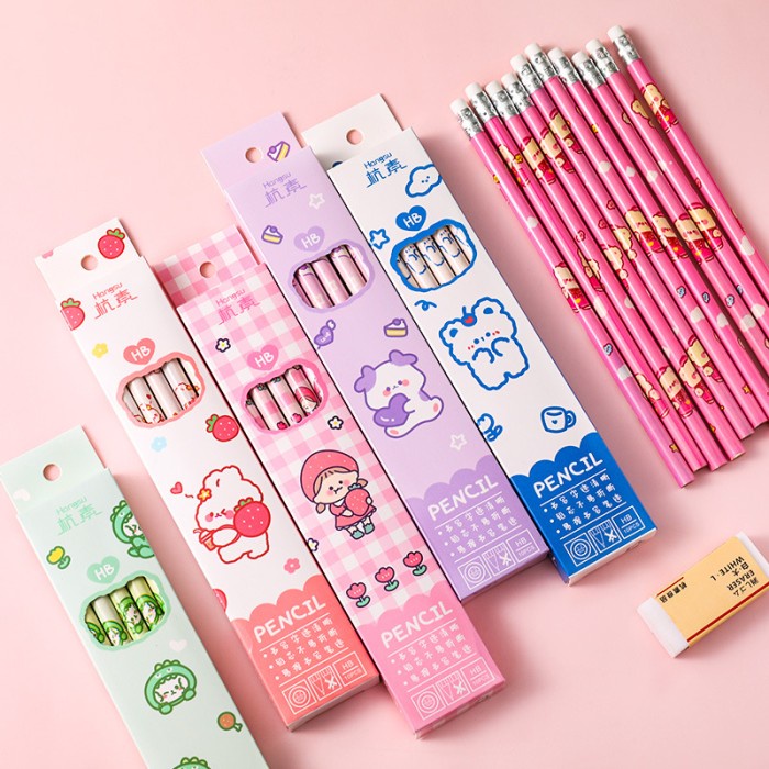 Pensil Set Karakter Anak Lucu isi 10pcs Alat Tulis Sekolah ST0013