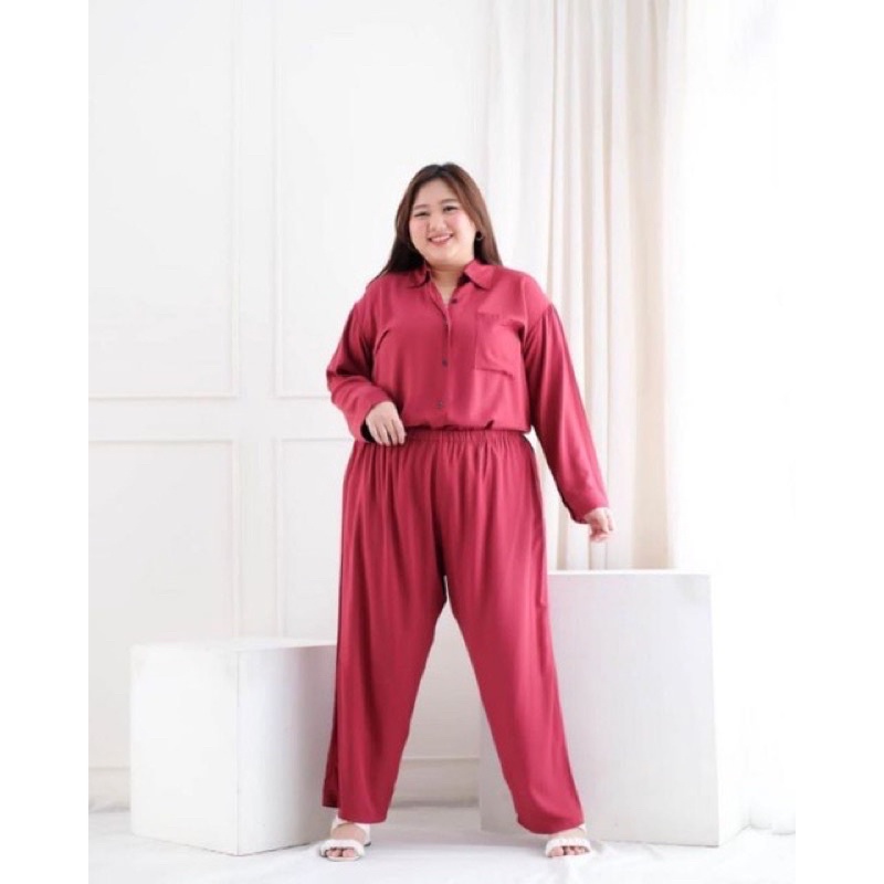 SIAP KIRIM!! ONE SET XXXXXL SUPER JUMBO RAYON POLOS PIYAMA SLEEPWEAR DAILY ORIGINALL