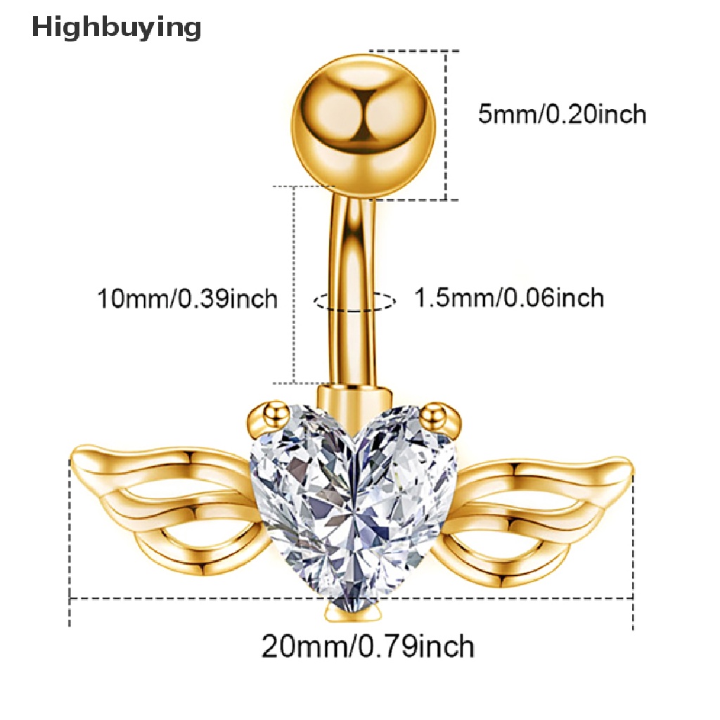 Hbid Heart Belly Button Ring Navel Surgical Steel Cincin Pusar Perhiasan Tubuh Glory