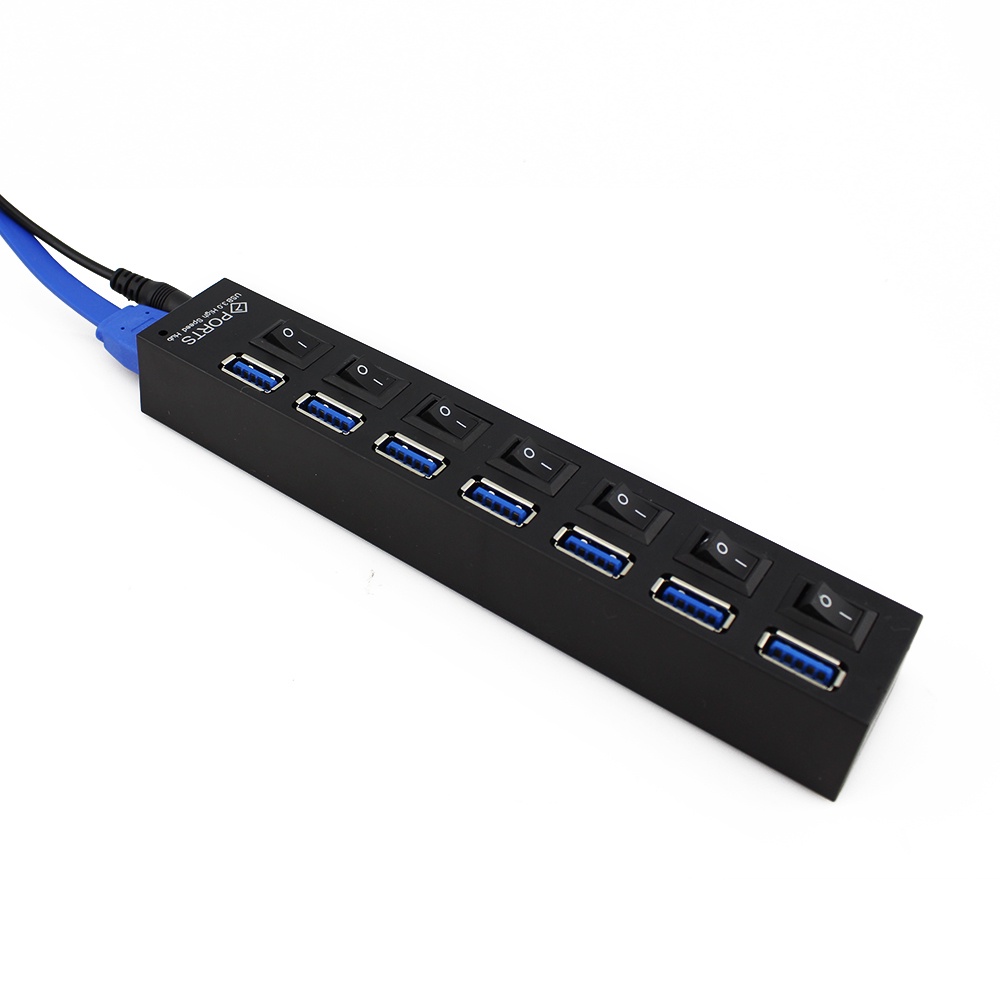 Usb 3.0 Hub Multi USB Splitter USB 3hab Menggunakan Power Adapter Hub USB 3.0 7port Expander Dengan Lampu LED Dan Saklar Untuk Aksesoris Komputer PC