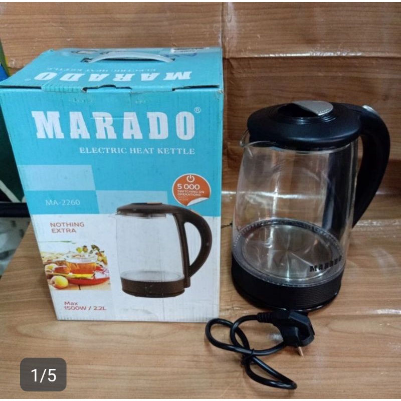 CUCI GUDANG JUAL MODAL Teko Listrik KACA 2.2Liter "MARADO" MA-2260 Tegangan 1500Watt JUAL MODAL