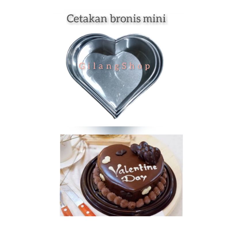loyang bronis mini love/loyang kotak/loyang bulat