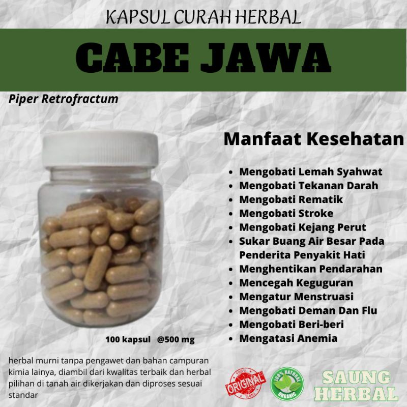 

Cabe Jawa kapsul Cuarah herbal 100 kapsul