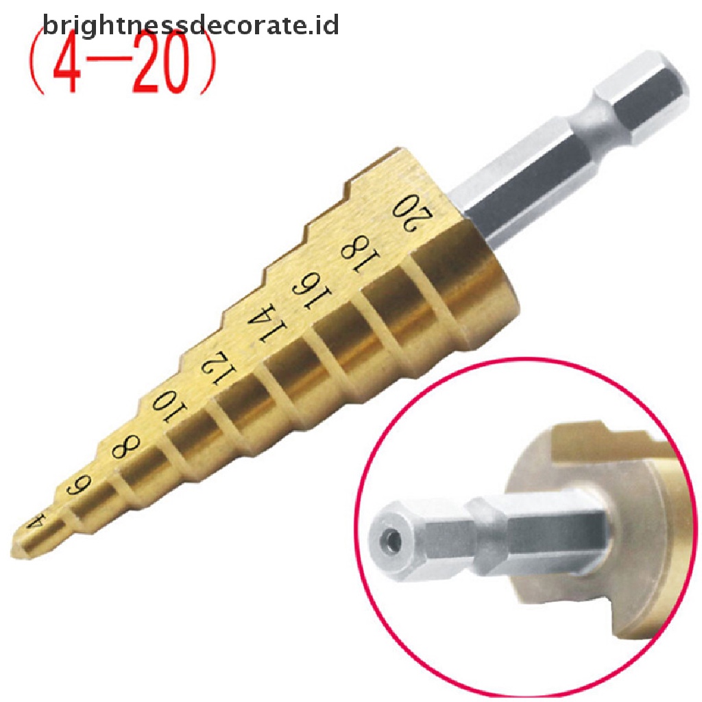 [Birth] Besar HSS Steel Step Cone Drill Titanium Bit Set Pemotong Lubang 4-12/20/32mm [ID]
