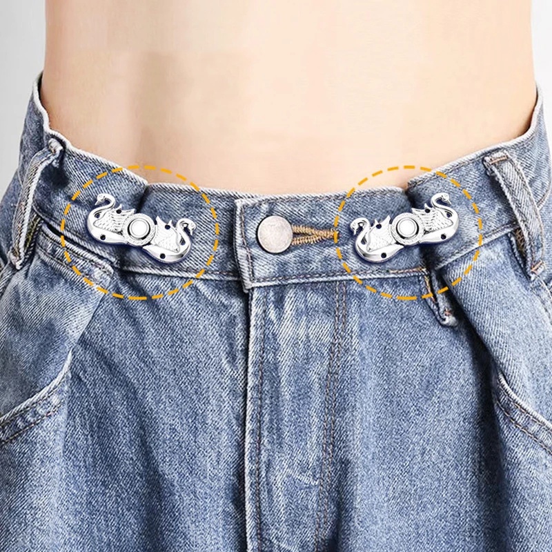 1pasang DIY Kancing Jahit Tak Terlihat Celana Jeans Yang Dapat Disesuaikan Pinggang Tombol Ditarik Dilepas Penyesuaian Fashion Pinggang Klip Logam