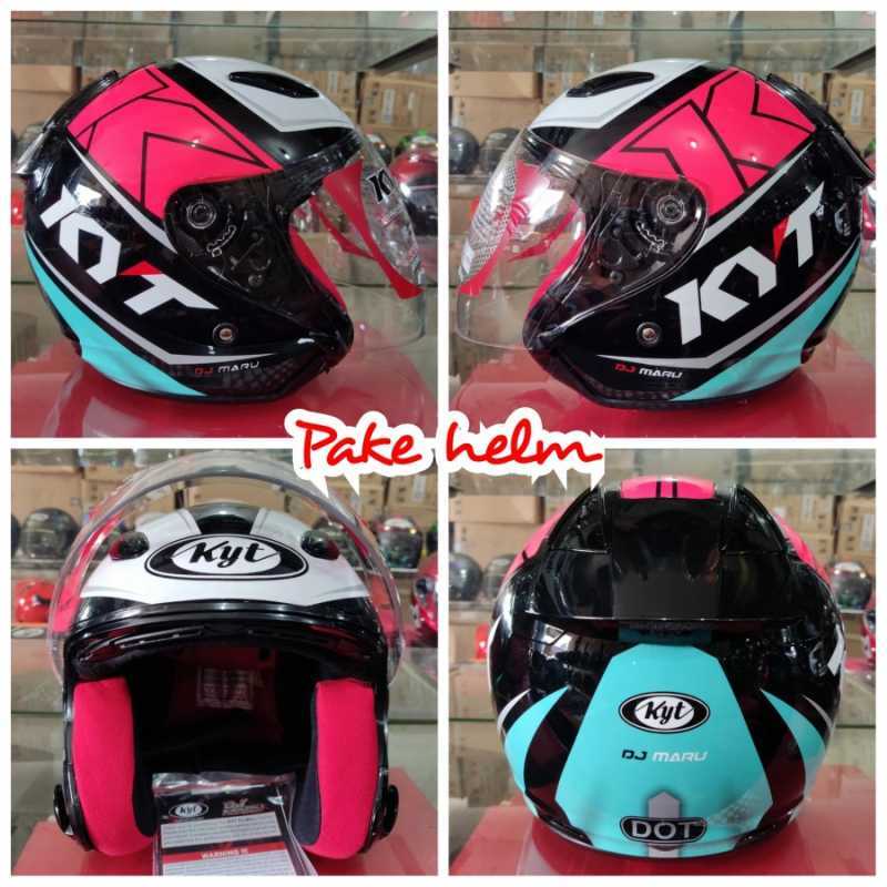Helm KYT DJ Maru Motif #17 Blue Aqua Fuxia