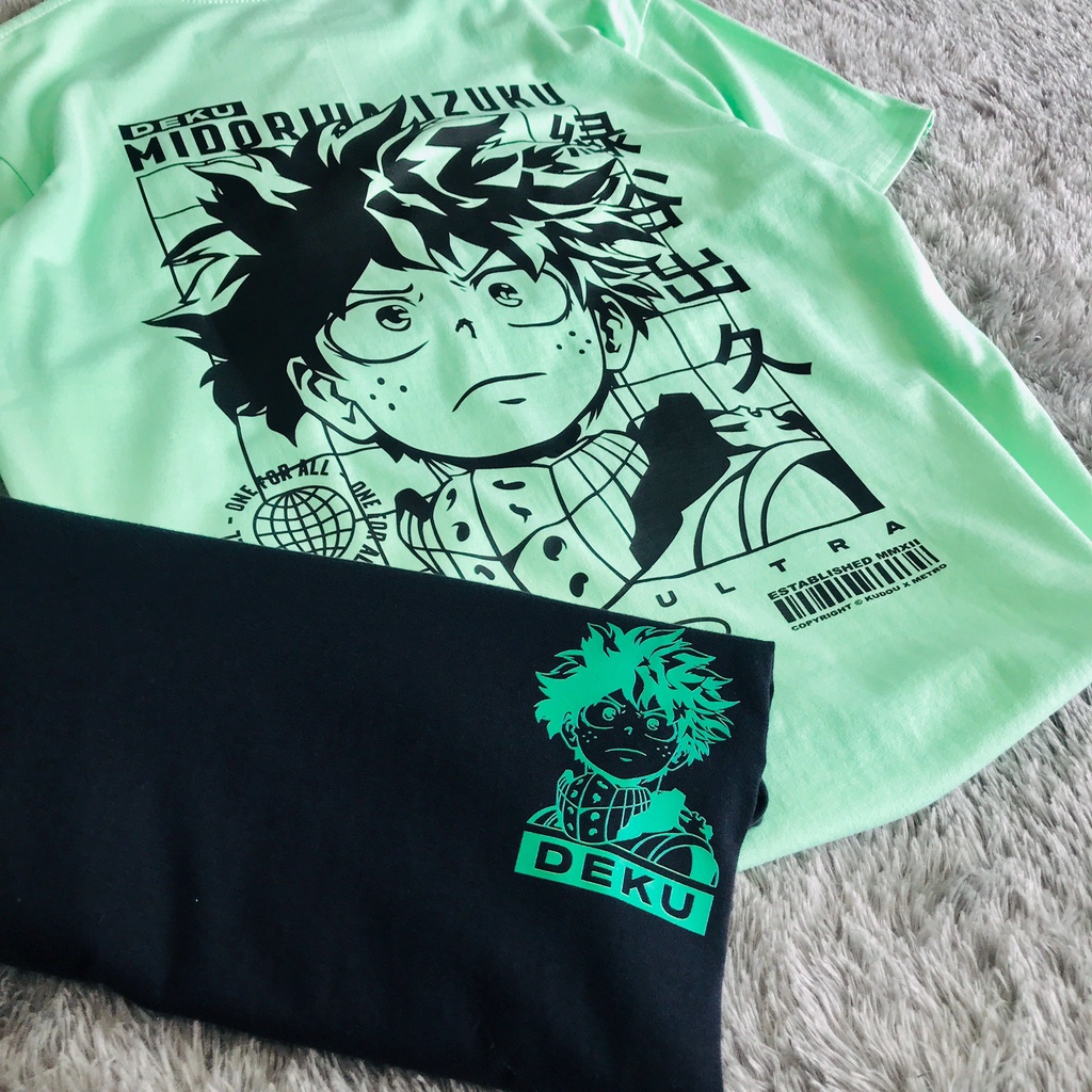 Tshirt Deku Quirks Black Anime Manga BNHA Boku No Hero My Hero Academia Premium Unisex