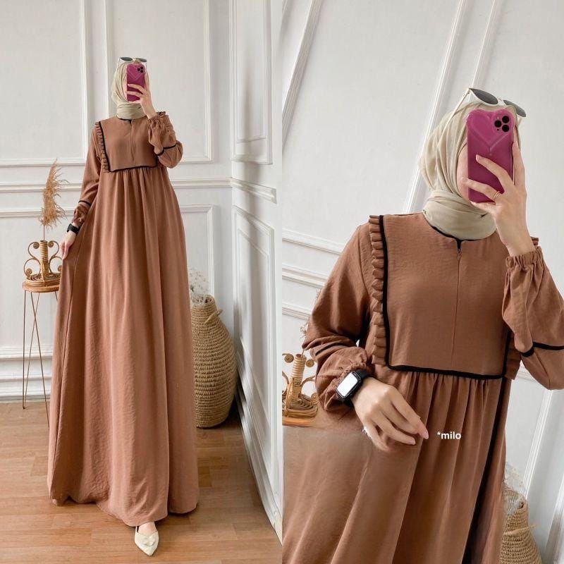 Baju Gamis Muslim Wanita Crinkle Gamis Terbaru 2023 New Mozay Maxy Pakaian Muslim Wanita Kekinian 2023 Fashion Muslim Outfit Gamis Lebaran Viral