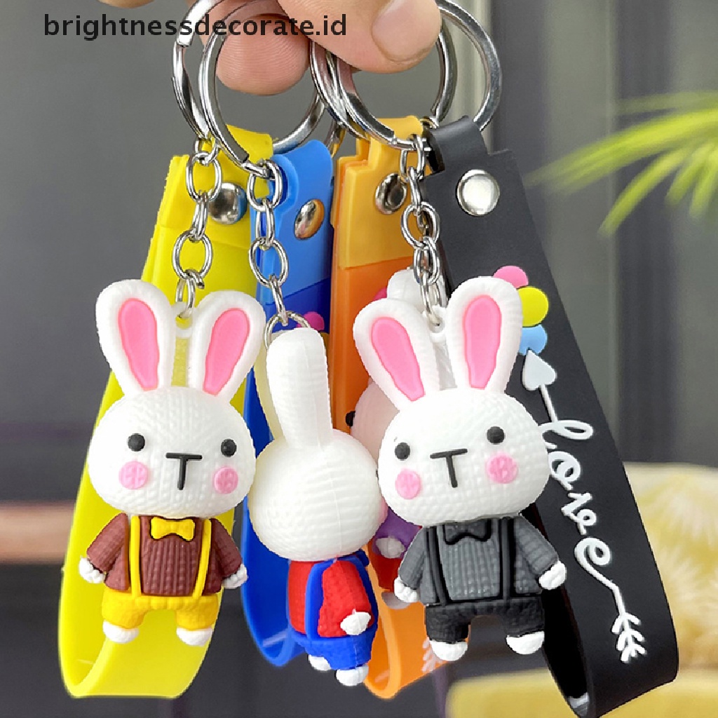 [Birth] Lucu Kartun Anime Pink Rabbit Gantungan Kunci Untuk Wanita Fashion Tas Liontin Kunci Mobil Cincin Pasangan Kekasih Hadiah [ID]