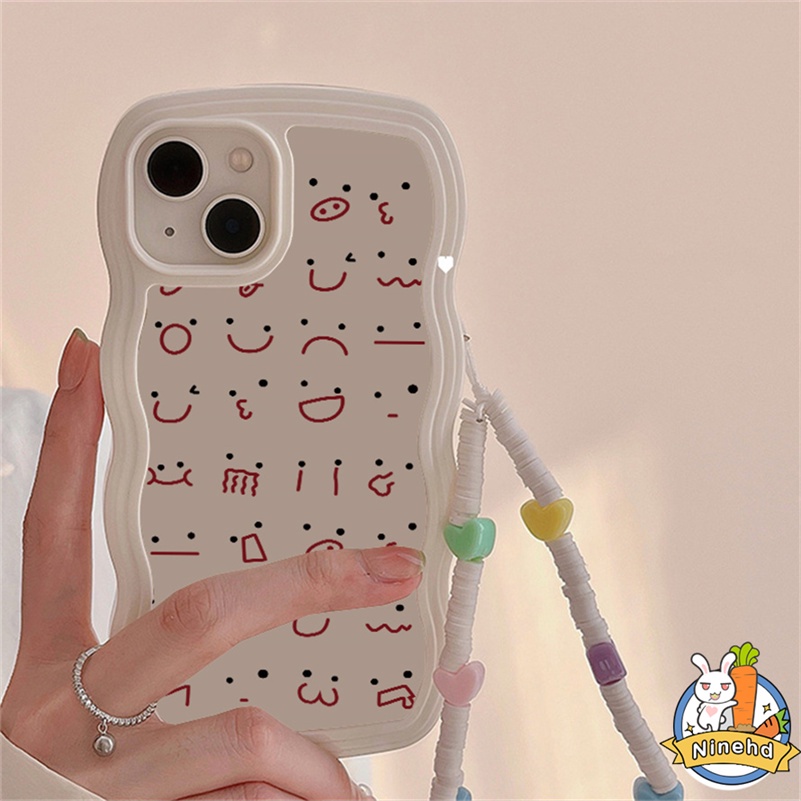 IPHONE Casing Kompatibel Untuk Iphone14 13 12 11 Pro Max X Xr Xs Max8 7 6 6s Plus Ekspresi Lucu Casing Ponsel Bingkai Bergelombang Shockproof Case Cover Skins Silicone Soft Case Cover Pelindung