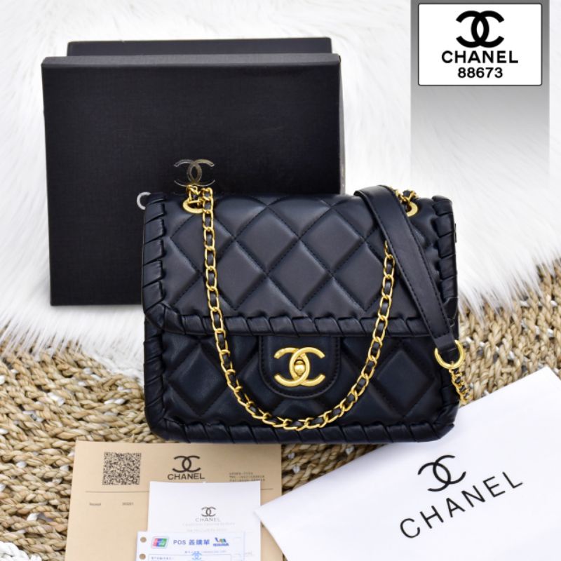 TAS CHANEL MINI FLAP BAG 88673 PLATINUM LIKE ORI