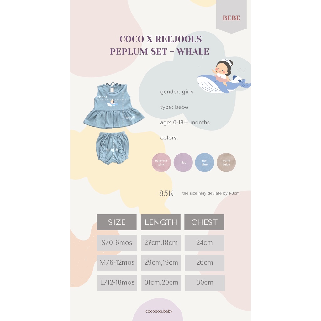 Cocopop Baby X Reejools Peplum Set Whale Surfing