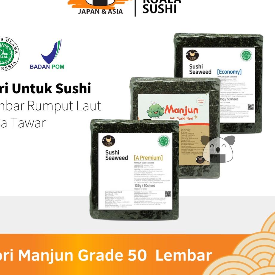 

FAA258 MANJUN Sushi Nori Kimbab 50 S Halal │ Nori Gimbab Import Lembar Rumput Laut |